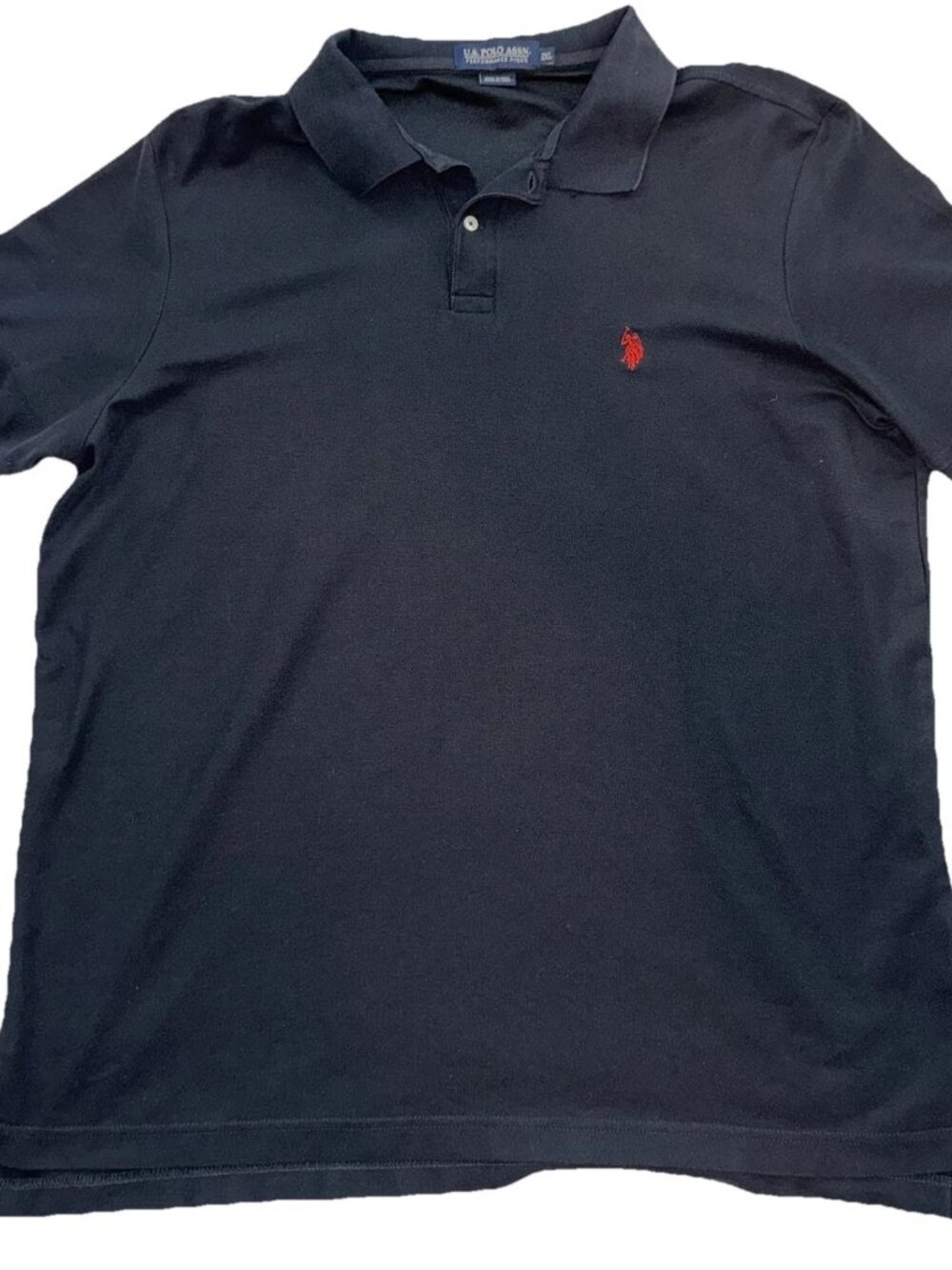 US Polo Assn Shirt Mens XXL Black Performance Pique Red Pony Logo cotton Blend